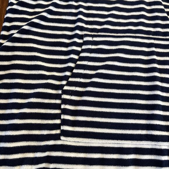 NWT‎ Lands' End Striped V-Neck Terry Hooded Swimsuit Cover Up Dress Blue XS - Picture 3 of 9